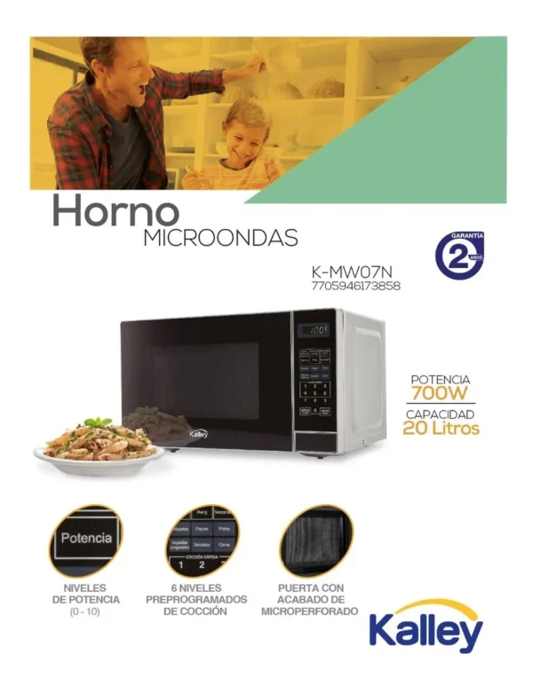 microondas kalley de 20 litros de 700w
