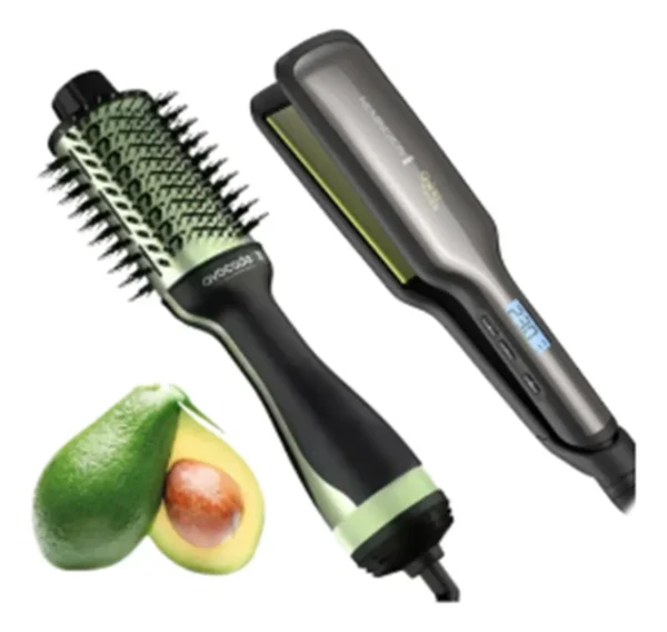 COMBO PLANCHA PLACA ANCHA +  SEPILLO SECADOR DE AGUACATE