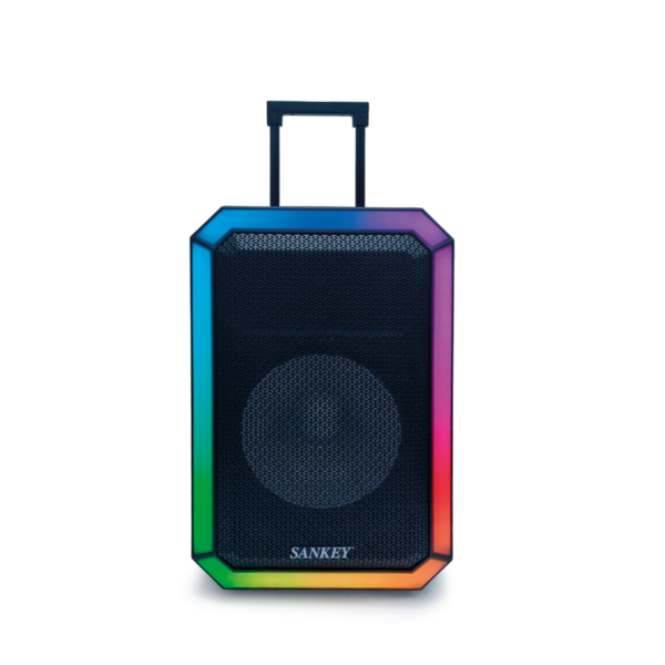 PARLANTE SANKEY 15” REF: PA15129STM CON LUCES RGB INCLUYE TRIPODE MICROFONO Y CONTROL REMOTO