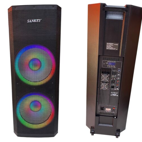 PARLANTE SANKEY 2X15” REF: PA15PRO523 CON LUCES RGB INCLUYE  MICROFONO Y CONTROL REMOTO