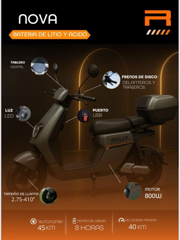 MOTO ELECTRICA RALLY NOVA BAT PLOMO