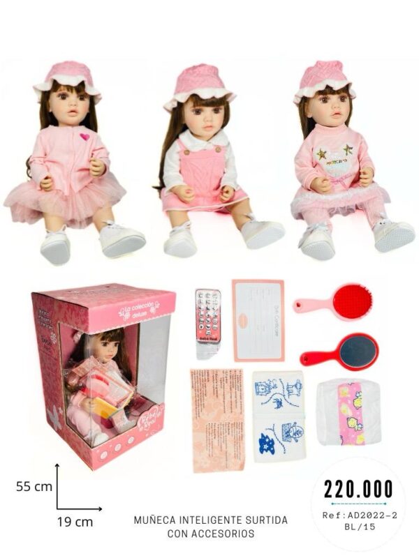 MUÑECA BEBE REALISTA 55CM INTELIGENTE C/CONTROL Y ACC
