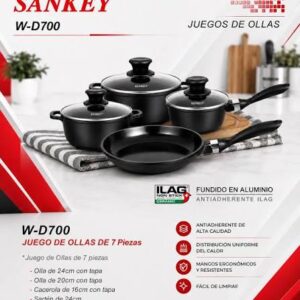 Juego de Ollas Sankey Aluminio Fundido 7Pzs