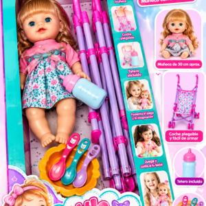 Muñeca Set Cochecito de Paseo
