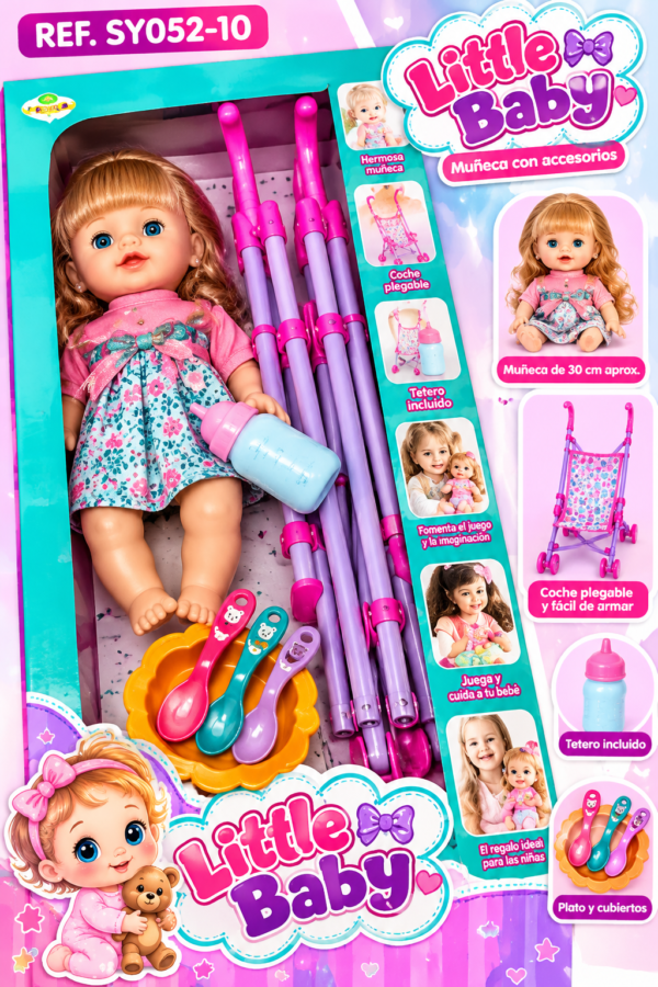 MUÑECA SET COCHECITO DE PASEO